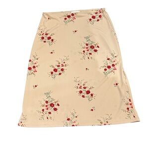 🆕 Hennes (by H&M) vintage Chic Floral Skirt in Cream and Red sz M made in France
